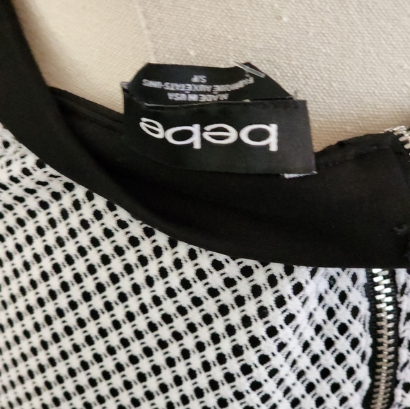 Bebe mesh fitted skirt. Black and White. SIZE: Small - Picture 5 of 14